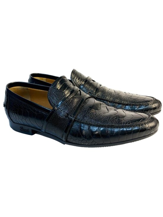Gucci Genuine Full Ostrich Leg Penny Loafers Black Size 8.5/9.5 US Rubber Sole main image 7